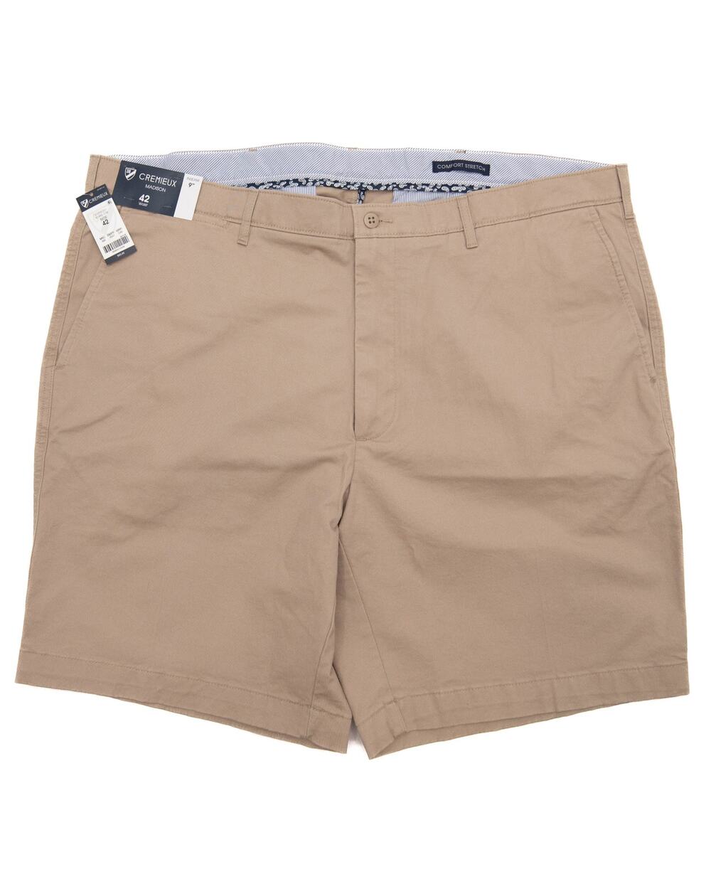 New Daniel Cremieux Khaki Madison Flat Front Comfort Stretch 9" Shorts Size 42